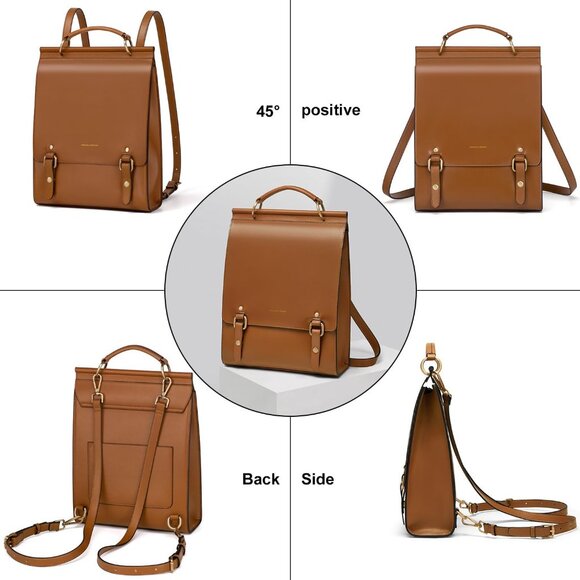 ✨Women Brown Leather Backpack Purse  Fashion Ladies  Bags Casual Travel Bags main image 6